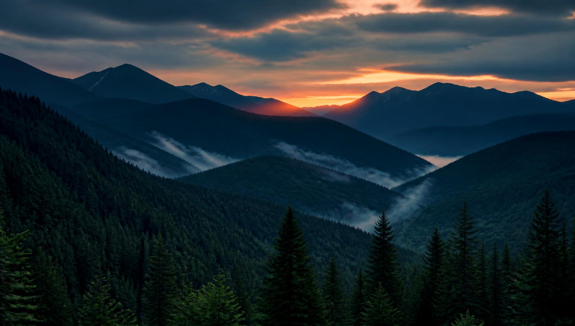 Interior British Columbia mountain landscape at dusk